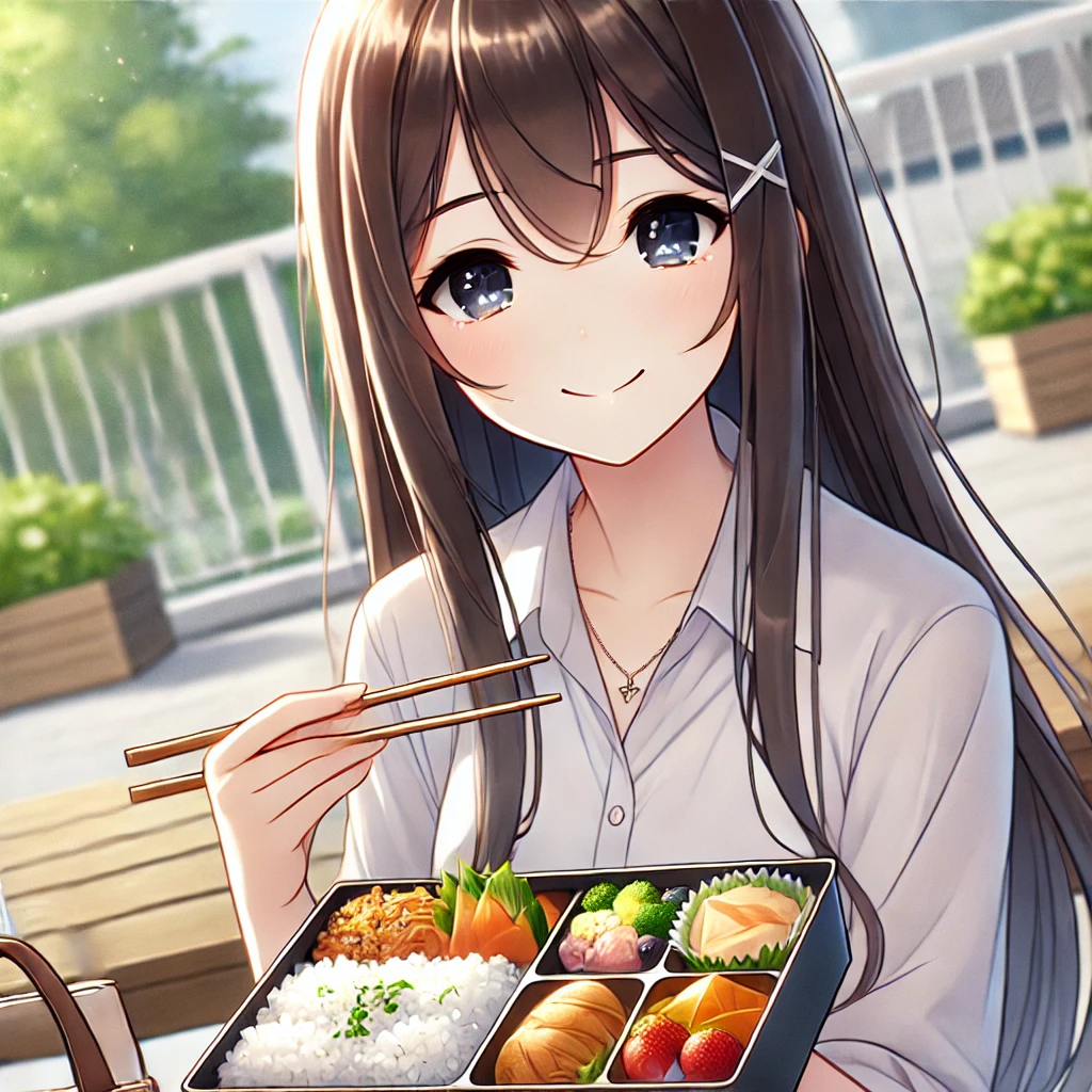 お弁当を食べる女の子