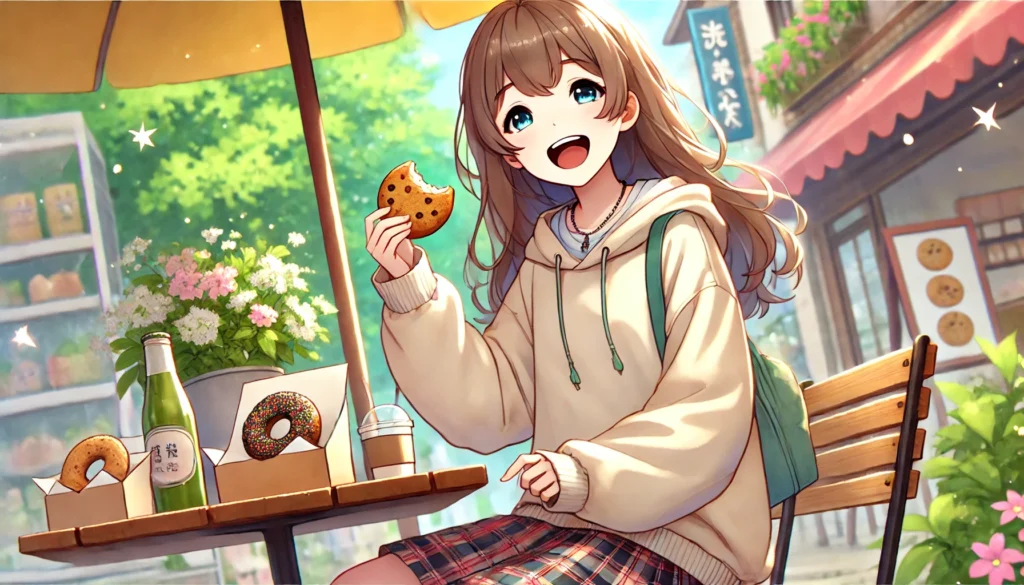 おいしそうにパンを食べる女の子